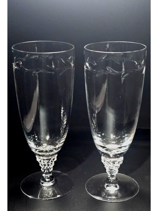 Tiffin Franciscan Other - 2 Tiffin Franciscan Mimi Ice Tea Glasses cut crystal botanical leaf sculpted